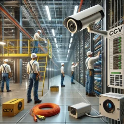 DALL·E 2025-02-26 11.29.55 - A professional and realistic image showcasing the installation of Light Current Systems in a modern infrastructure project. The scene includes workers