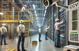 DALL·E 2025-02-26 11.29.55 - A professional and realistic image showcasing the installation of Light Current Systems in a modern infrastructure project. The scene includes workers