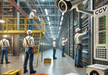 DALL·E 2025-02-26 11.29.55 - A professional and realistic image showcasing the installation of Light Current Systems in a modern infrastructure project. The scene includes workers